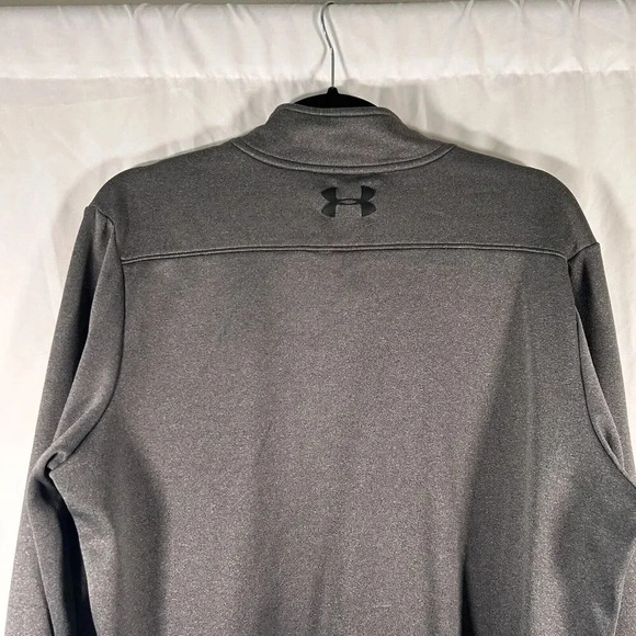 Under Armour Sweater Men's Medium Grey 1/4 Zip Mock Neck Long Sleeve Pullover - Picture 7 of 9
